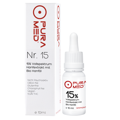 15% CBD Vollspektrum Premium Öl in Bio-Hanföl 10ml